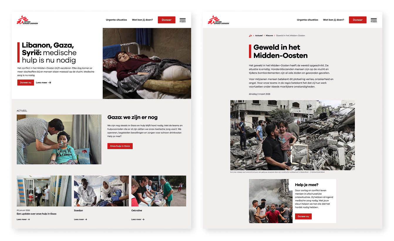 homepage en nieuwsoverzicht van het vernieuwde platform