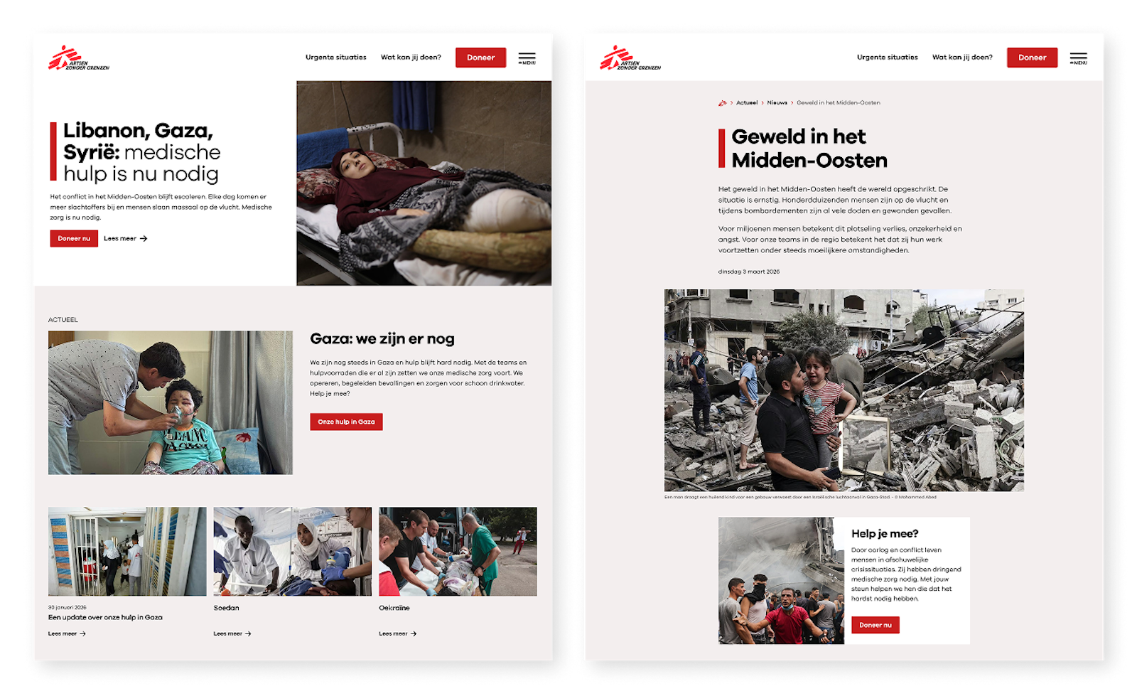 homepage en nieuwsoverzicht van het vernieuwde platform