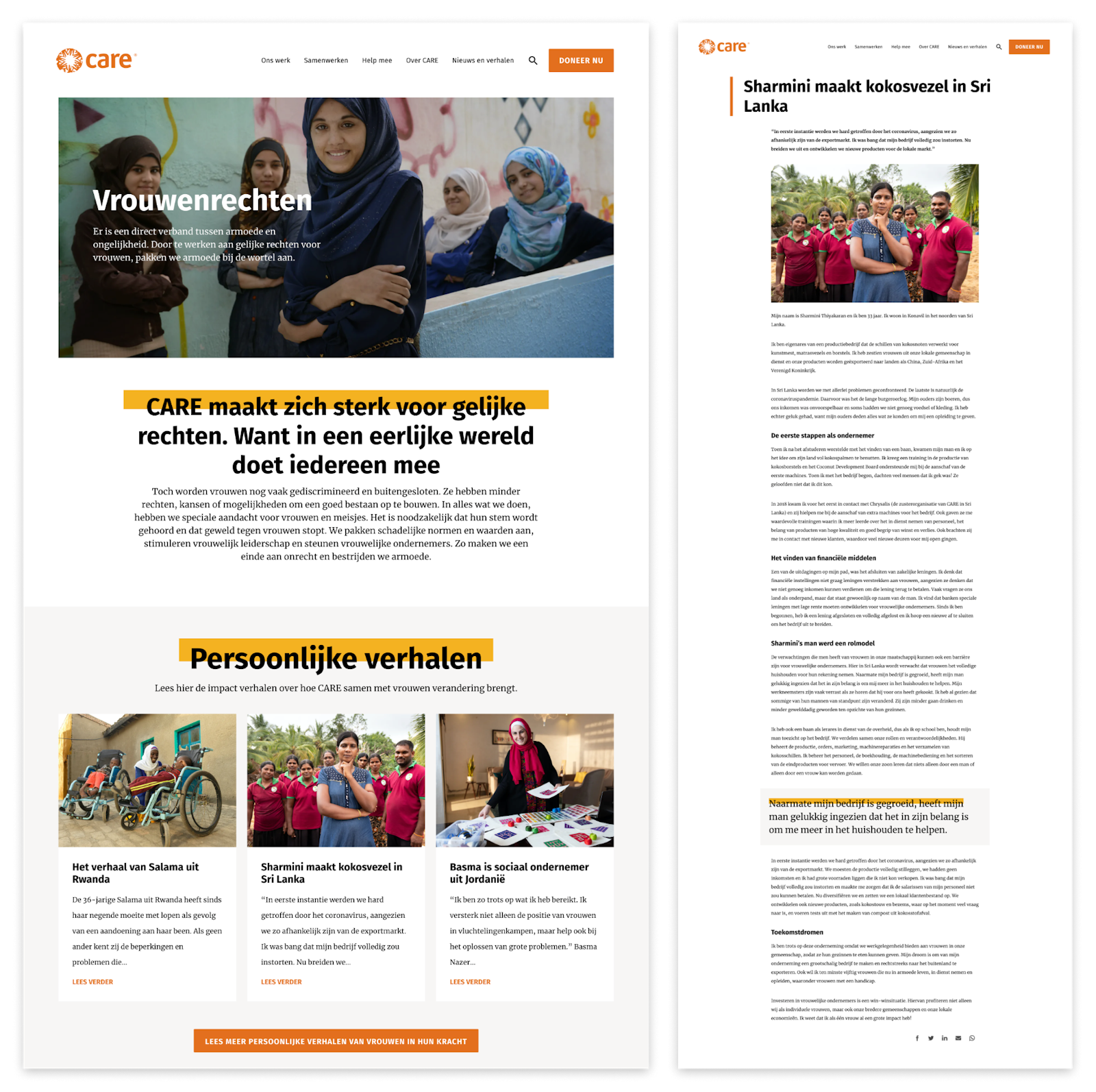 voorbeelden van pagina's van het nieuwe platform