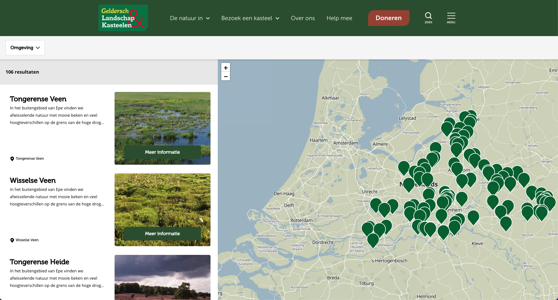 de interactieve kaart van het vernieuwde platform