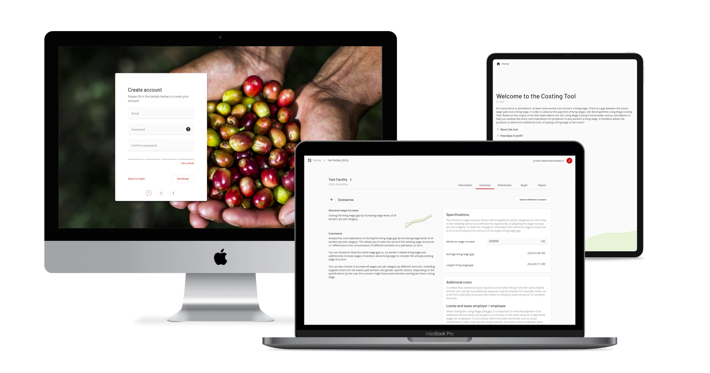 IDH × GIZ — Een gebruiksvriendelijke digitale 'Living Wage Costing Tool', voortbouwend op de eerder door us. ontwikkelde IDH Salary Matrix – waarmee boeren en coöperaties verloning inzichtelijk maken en vergelijken met de benchmarks voor leefbare lonen.